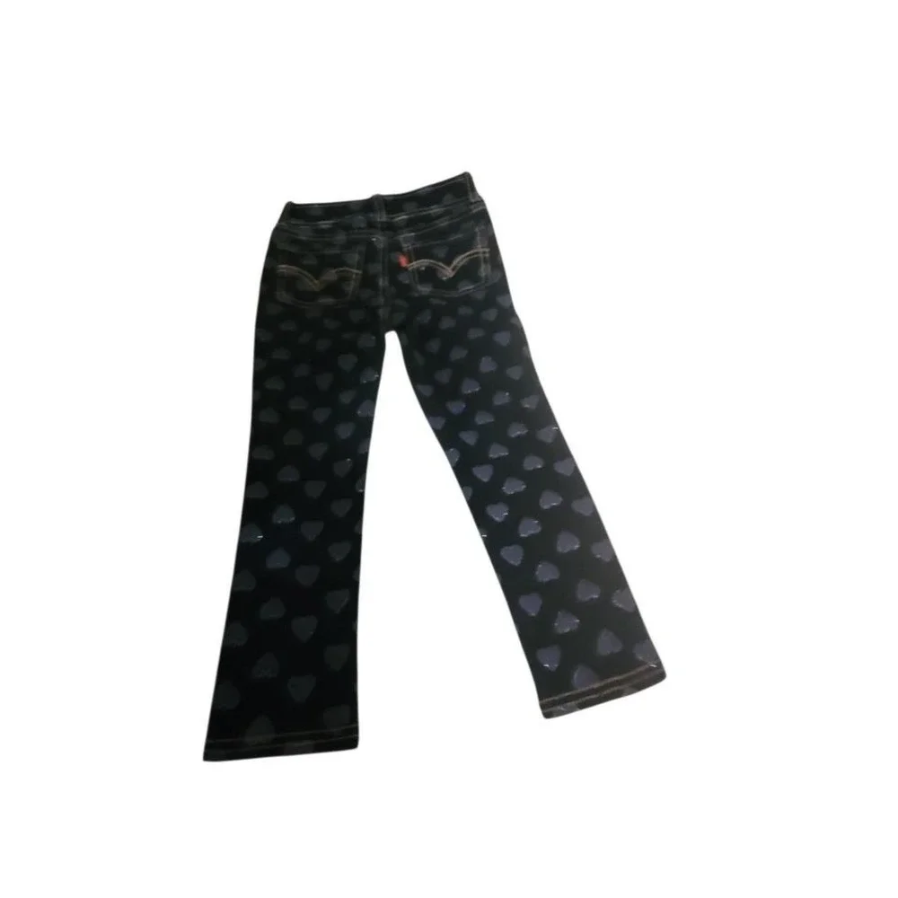 Toddler Girl 3T Dark Blue jean stretch Levi leggings‎ W Blue Hearts Too Cute!!!